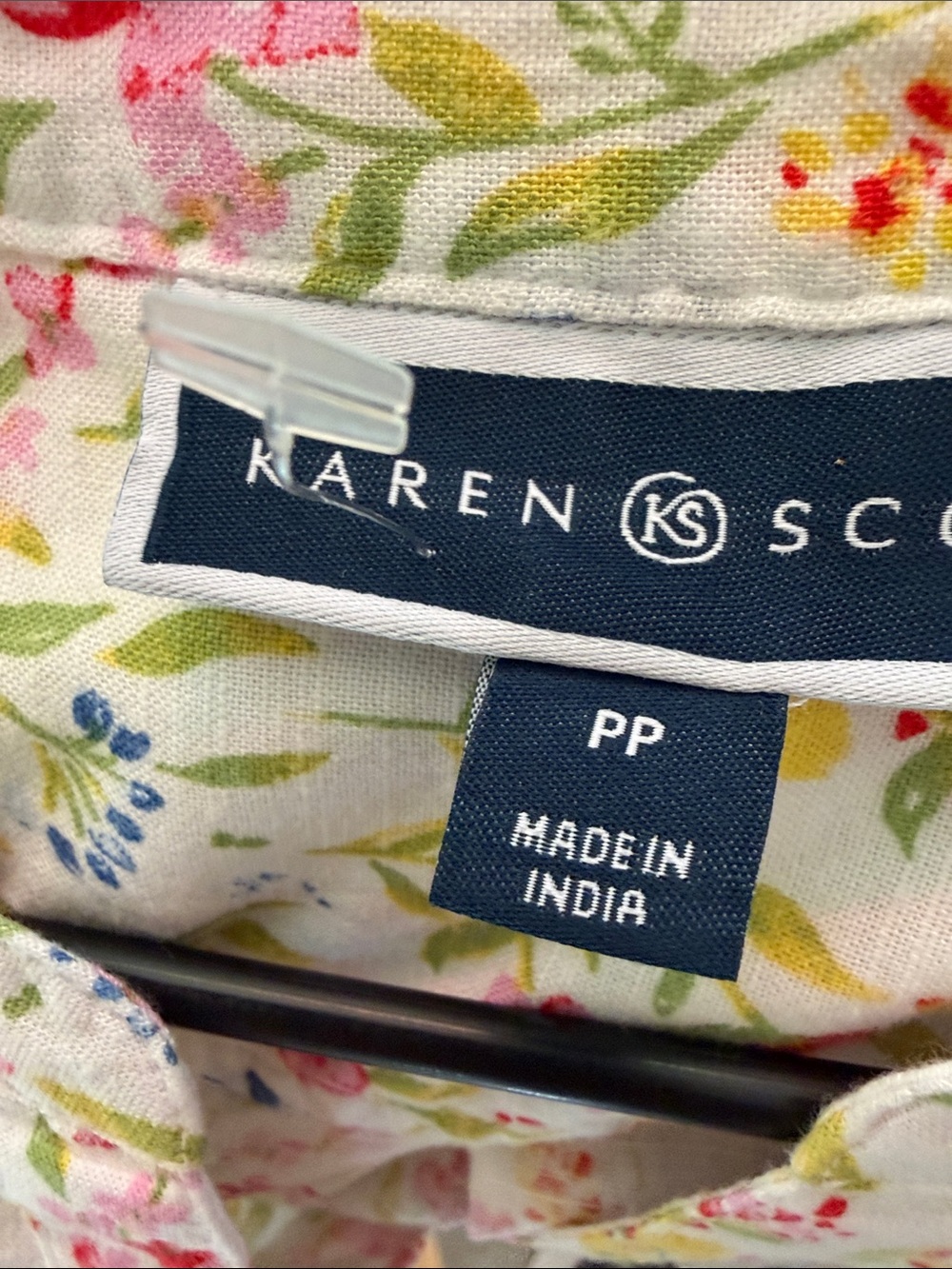 Karen Scott White Button-Front Floral Blouse with Pink, Blue & Green Print - Picture 5 of 5